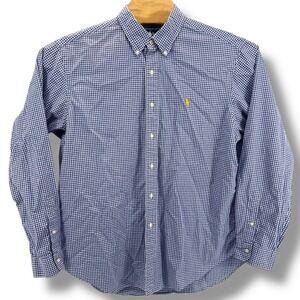 Ralph Lauren Classic Fit Gingham Shirt Mens XL Navy Yellow Pony Button Down